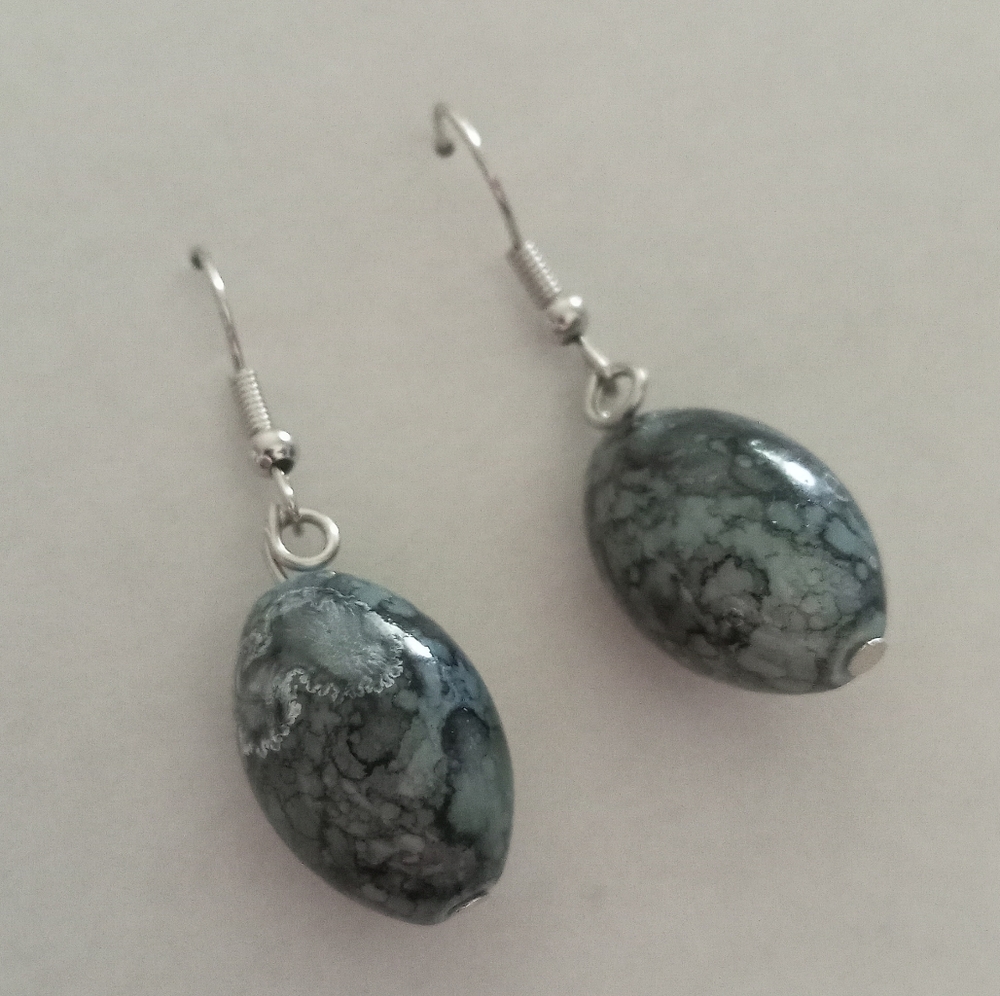 hand crafted black gemstone marble jasper earrings